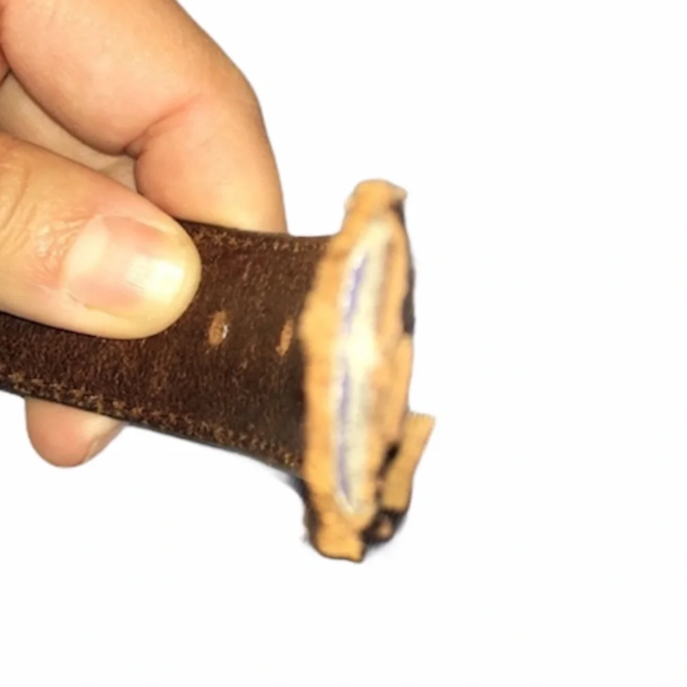 Brown Leather Belt with Brass Buckle